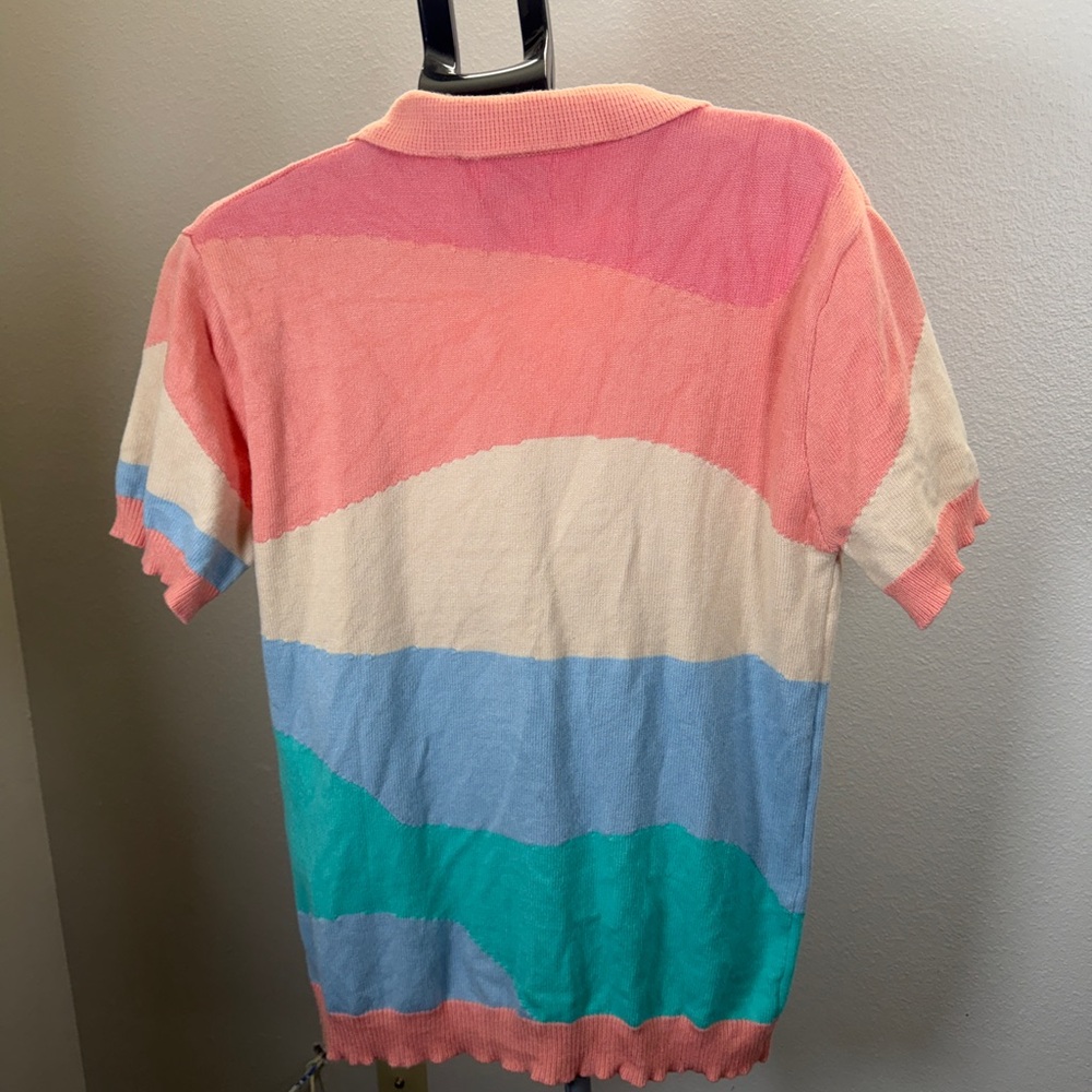 Women's Colorful Button Down Sweater - Picture 5 of 12